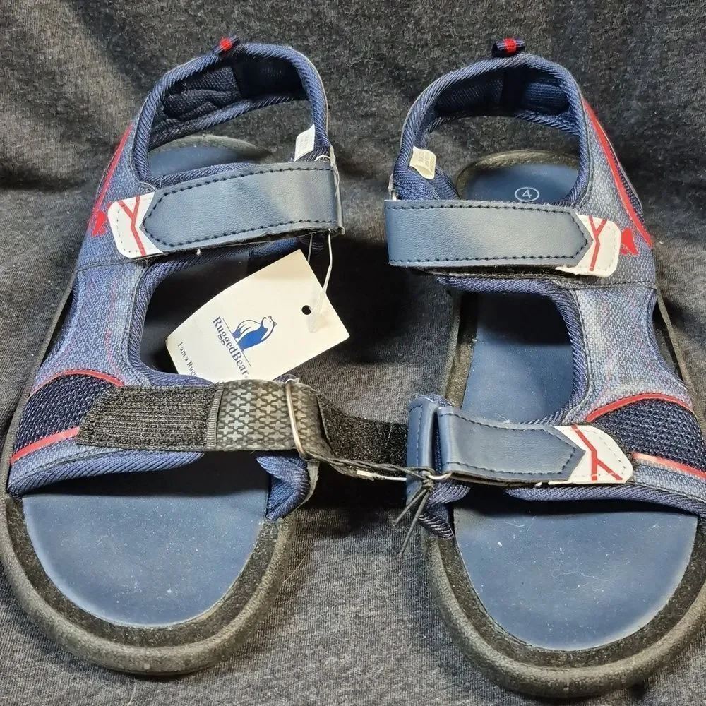 Rugged Bear Boys' 4 Double Hook & Loop Open Toe Sport Sandals - New